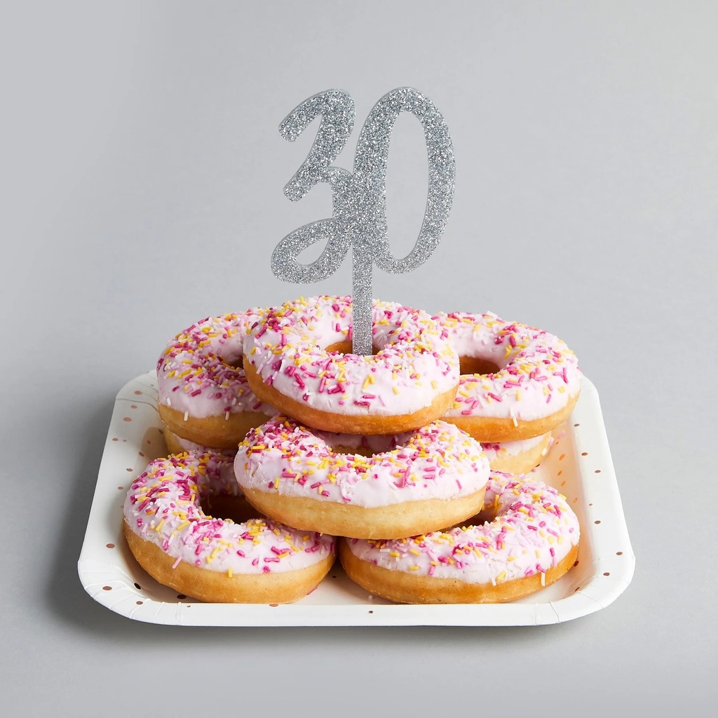 Cake Topper silver acrylic 30's