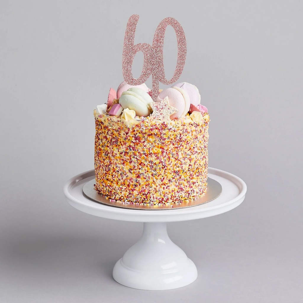 Cake Topper rose gold glitter acrylic 60