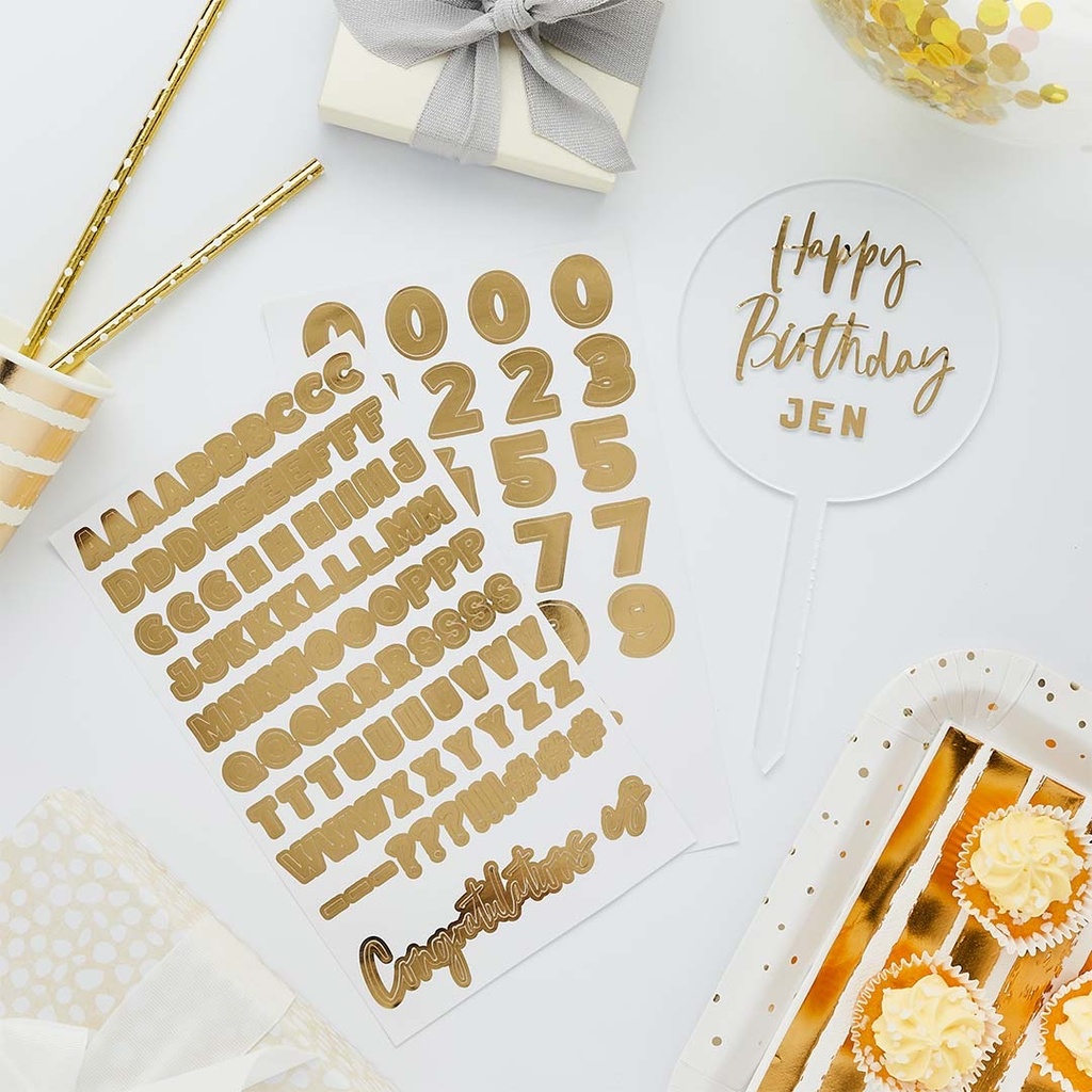 Cake Topper gld acrylic happy birthday