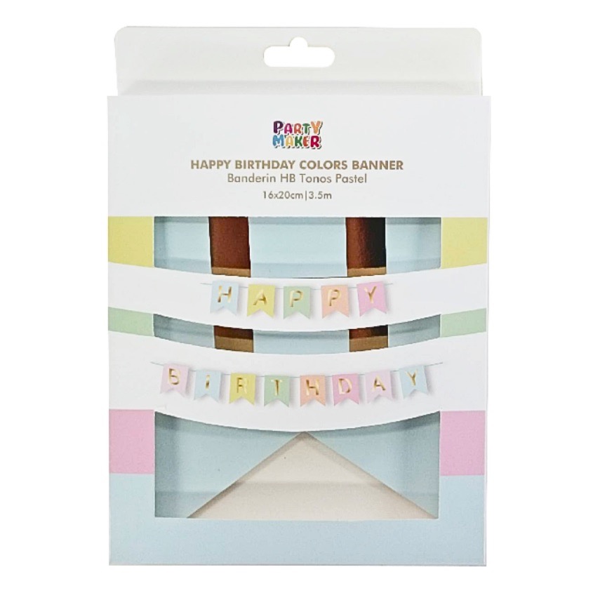 Banderin de papel tonos Pastel con Foil HBday