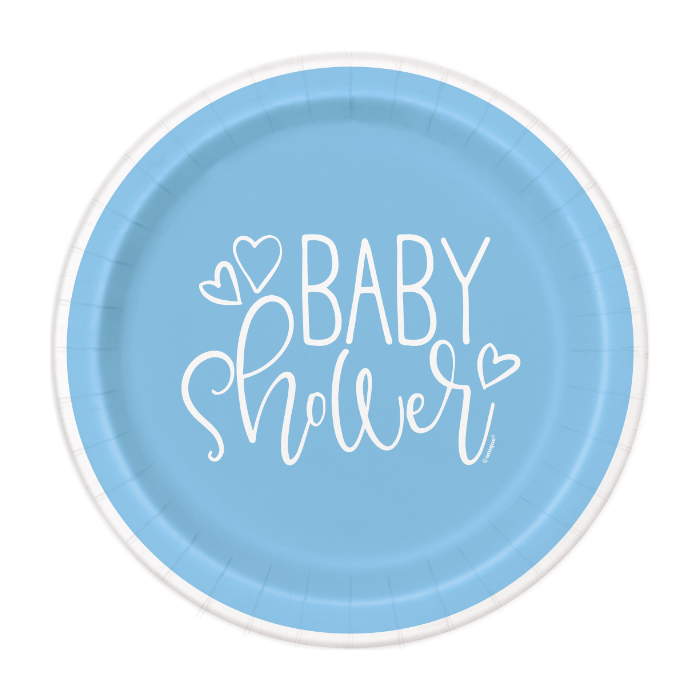 Plato 7 Blue Hearts Baby Shower C/8