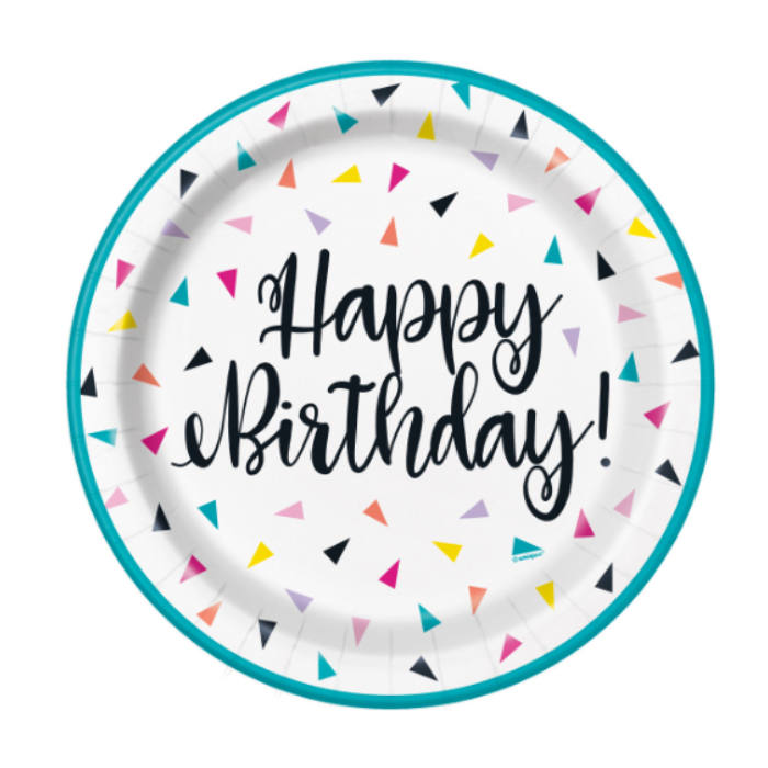Plato 7 Triangle Confetti Bday C/8