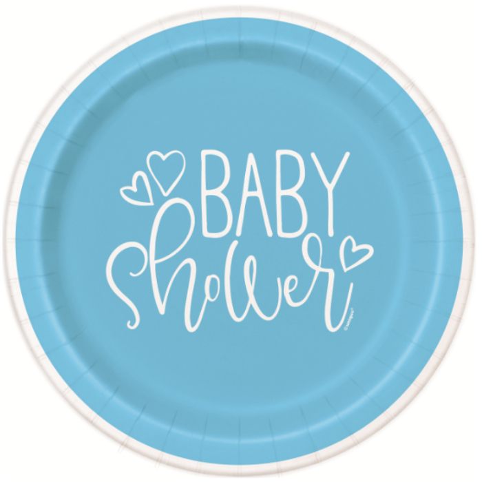 Plato 9 Blue Hearts Baby Shower C/8