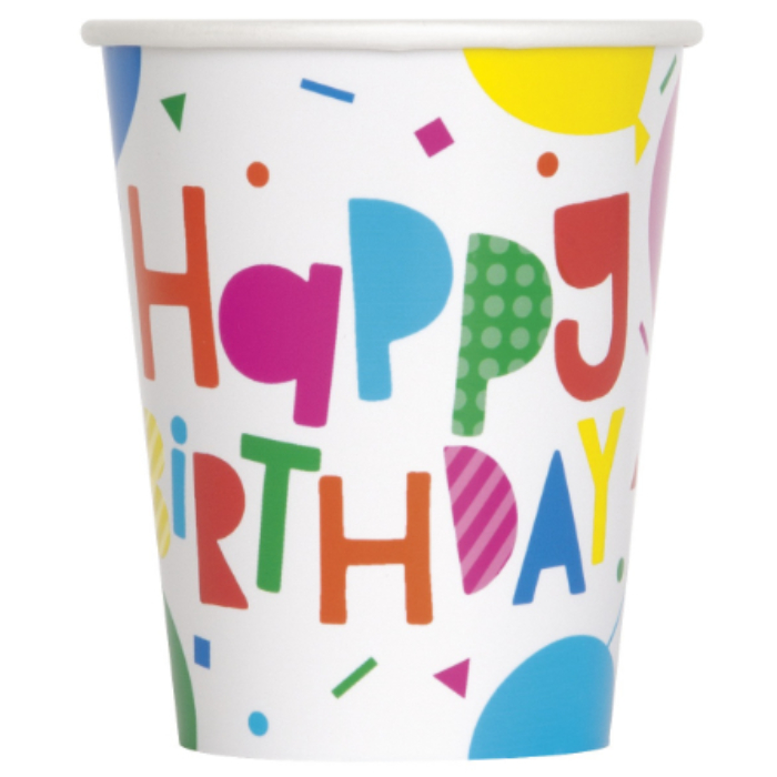 Vaso 9oz Colorful Ballooons C/8