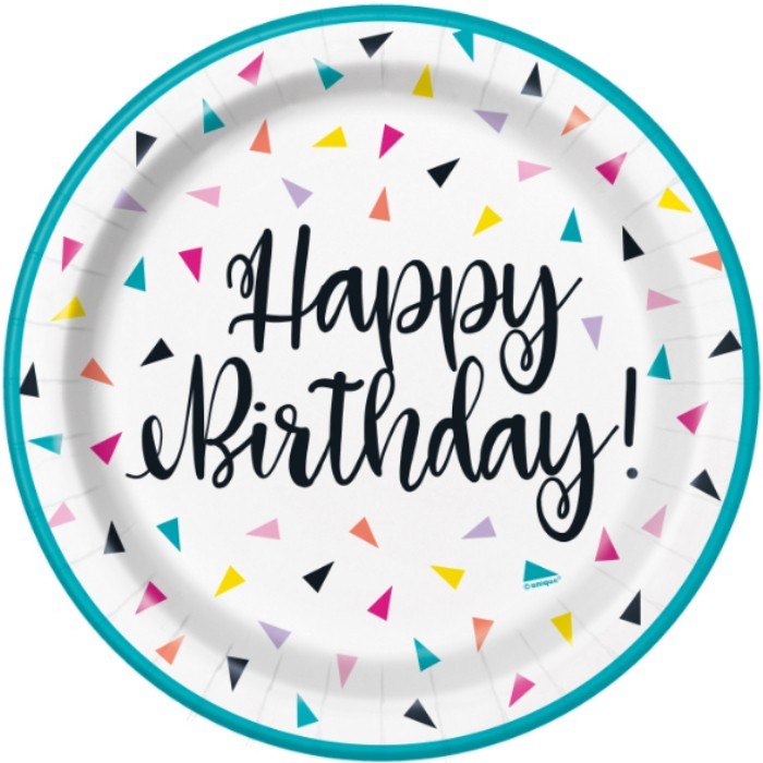 Plato 9 Triangle Confetti Bday C/8