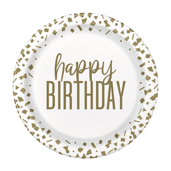 Plato 7 Gold Confetti Birthday C/8