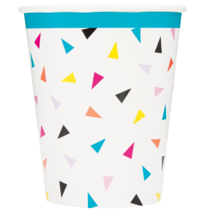 Vaso 9oz Triangle Confetti Bday C/8