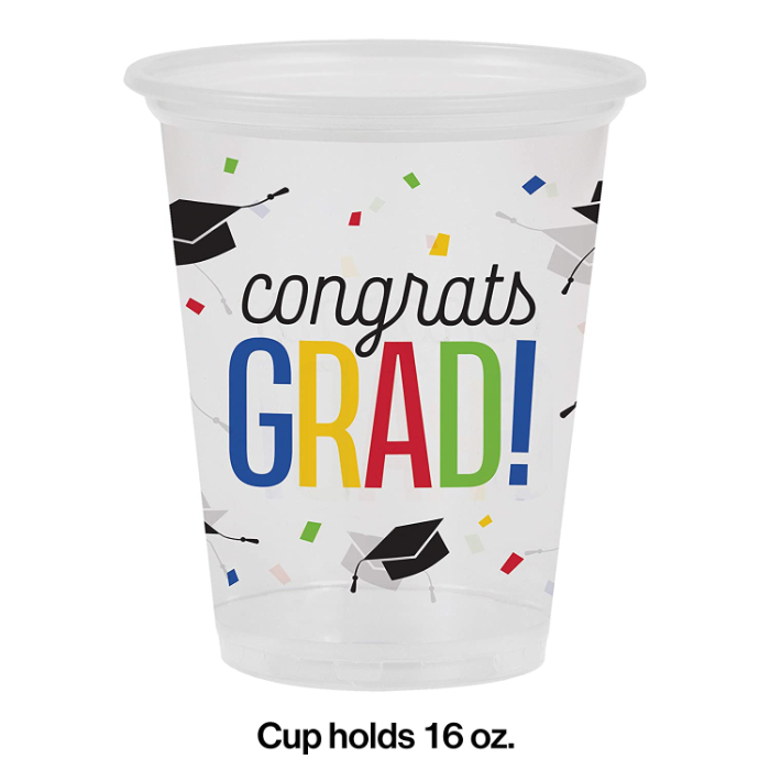 Vaso 16oz Plastico Colorful Grad C/8