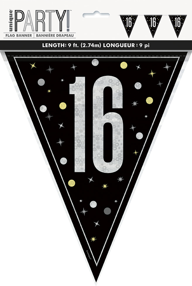 Glitz Black Flag Banner 9ft 16s