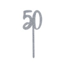 Cake Topper silver glitter acrylic 50's
