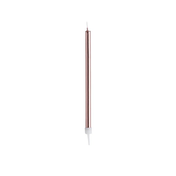 Candles & holders rose gold C/12