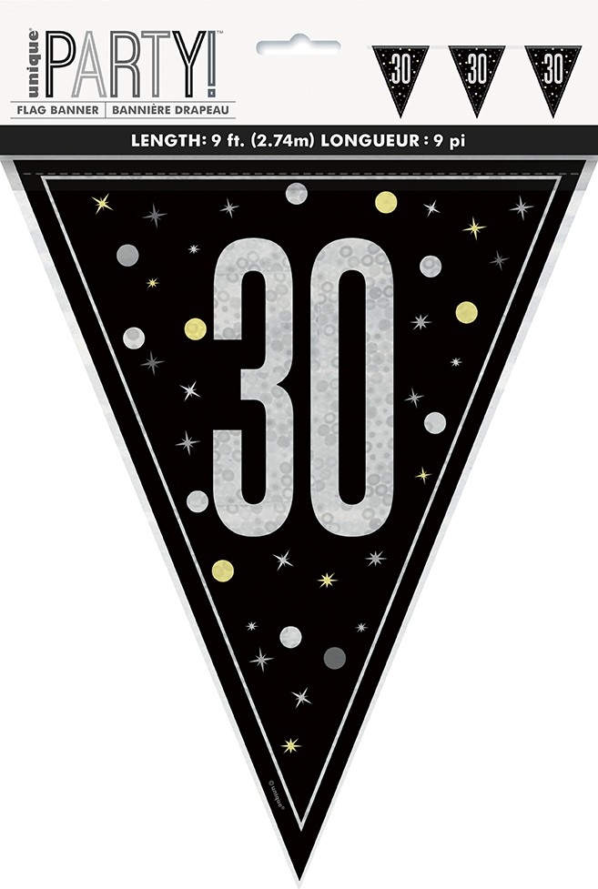 Glitz Black Flag Banner 9ft 30s