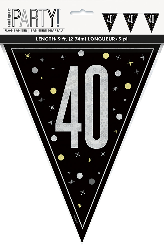 Glitz Black Flag Banner 9ft 40s