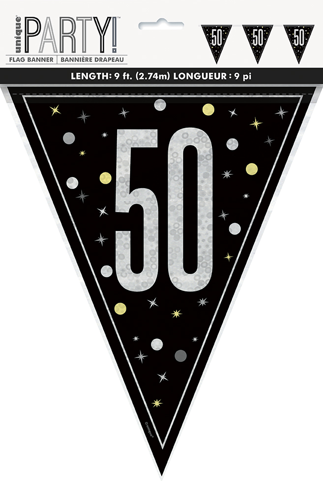 Glitz Black Flag Banner 9ft 50s