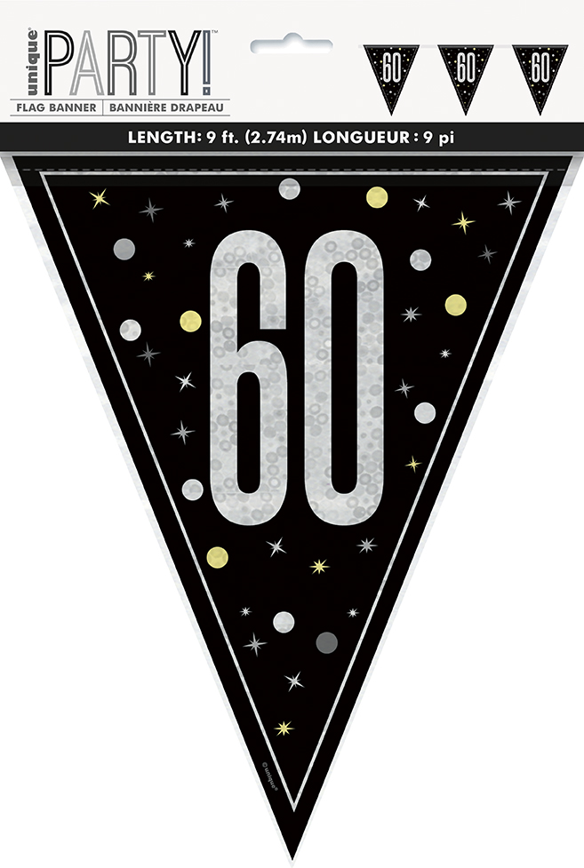 Glitz Black Flag Banner 9ft 60s