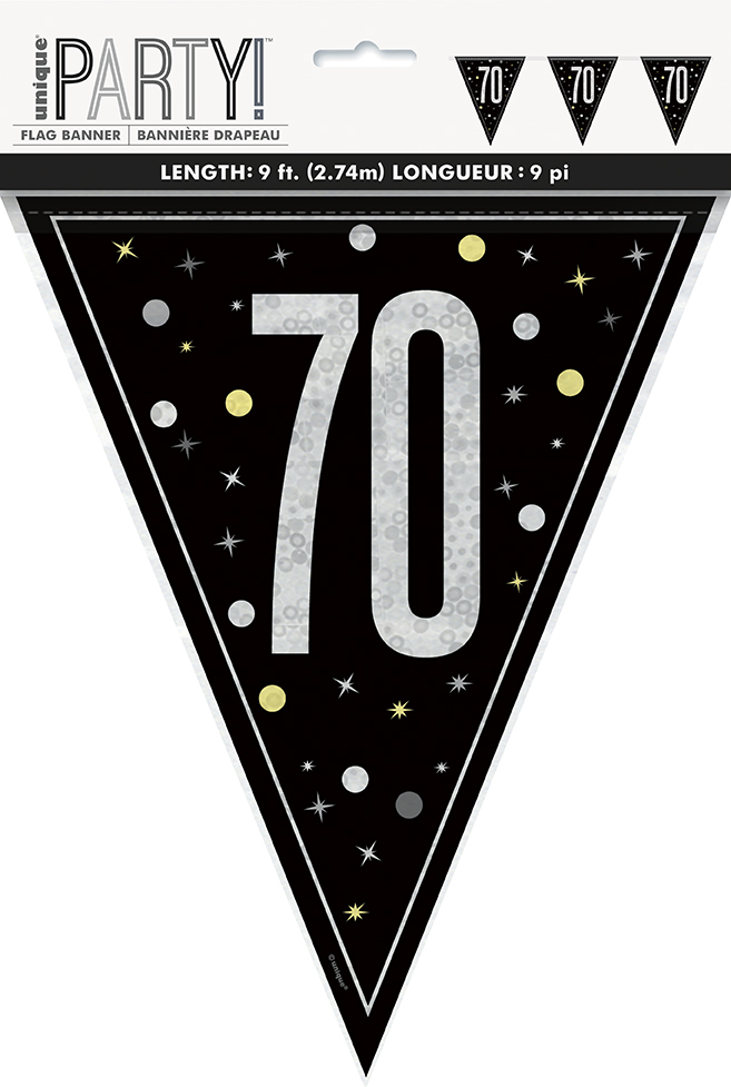Glitz Black Flag Banner 9ft 70s