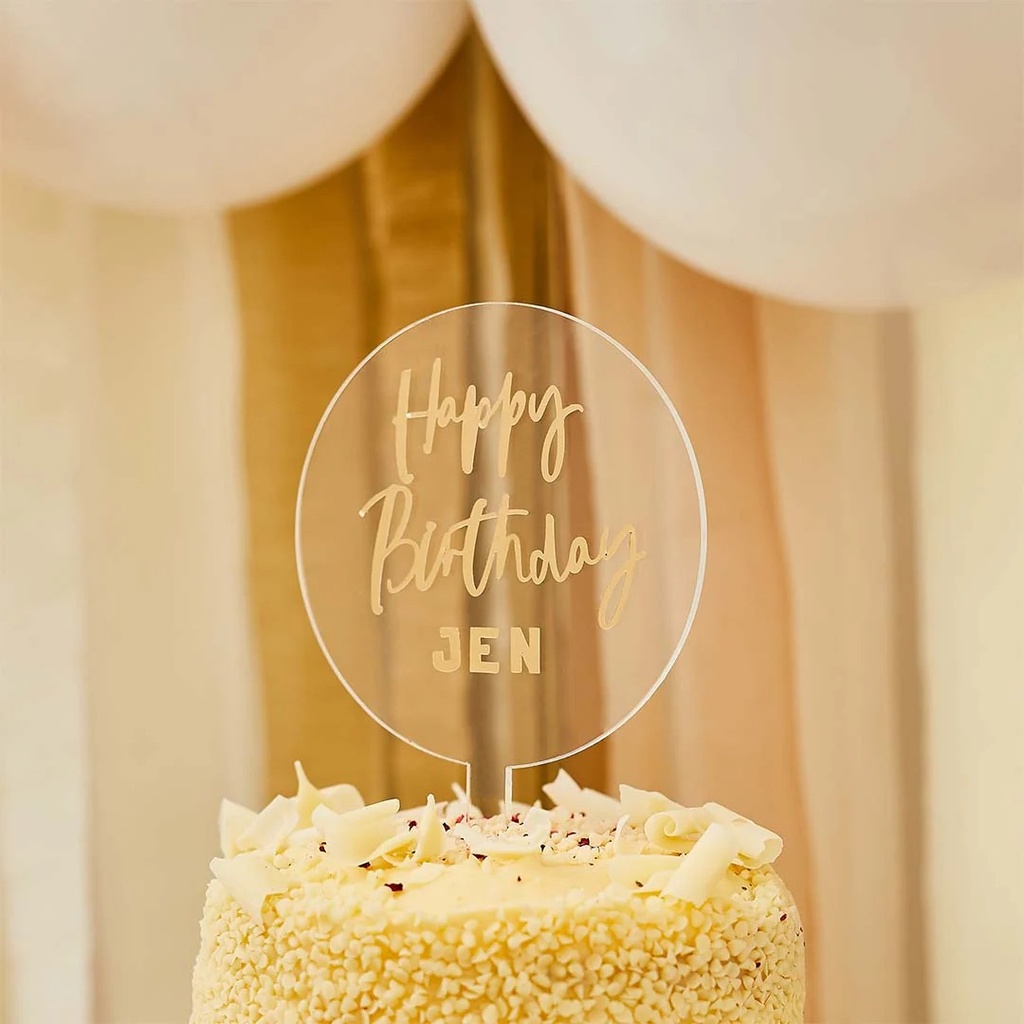 Cake Topper Acrylic W/Gold Stkrs