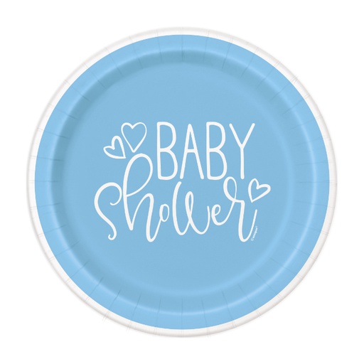 [P1.73384] Plato 7 Blue Hearts Baby Shower C/8