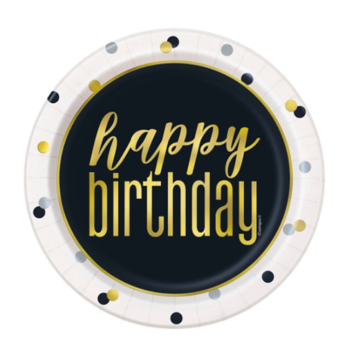 [P1.73184] Plato 7 Foil Metallic Happy Birthday C/8