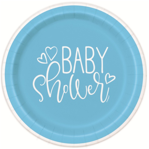 [P1.73385] Plato 9 Blue Hearts Baby Shower C/8