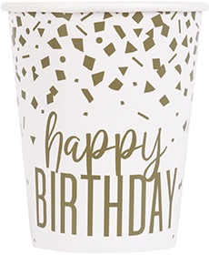[P1.78436] Vaso 9oz Gold Confetti Birthday C/8