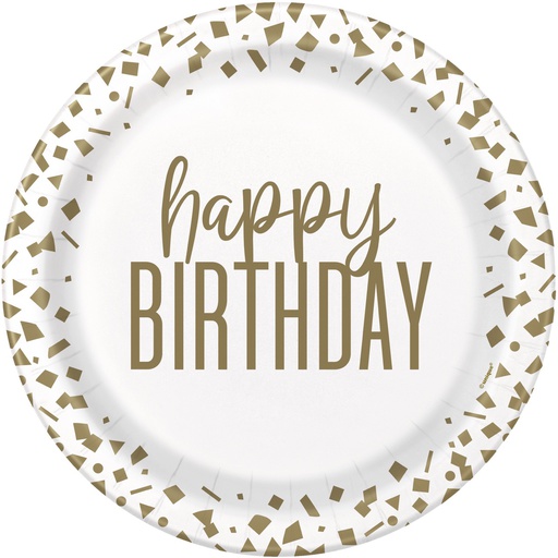 [P1.78435] Plato 9 Gold Confetti Birthday C/8