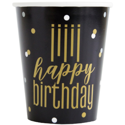 [P1.73186] Vaso 9oz Metallic Happy Birthday C/8
