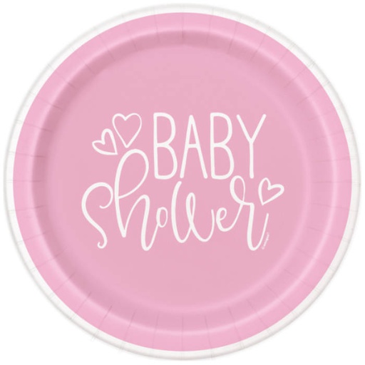 [P1.73365] Plato 9 Pink Hearts Baby Shower C/8