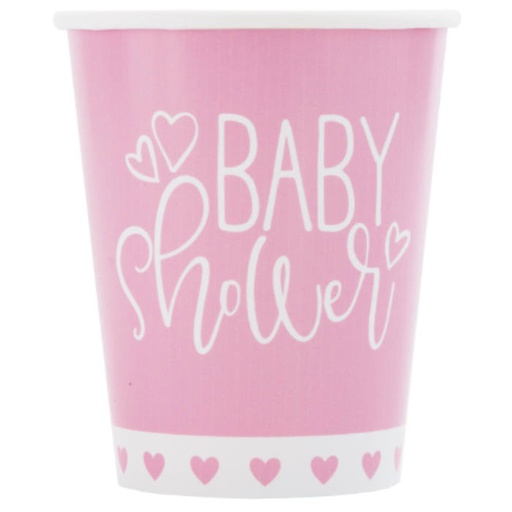 [P1.73366] Vaso 9oz Pink Hearts Baby Shower C/8