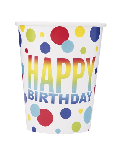 [P1.73086] Vaso 9oz Rainbow Spots Birthday C/8