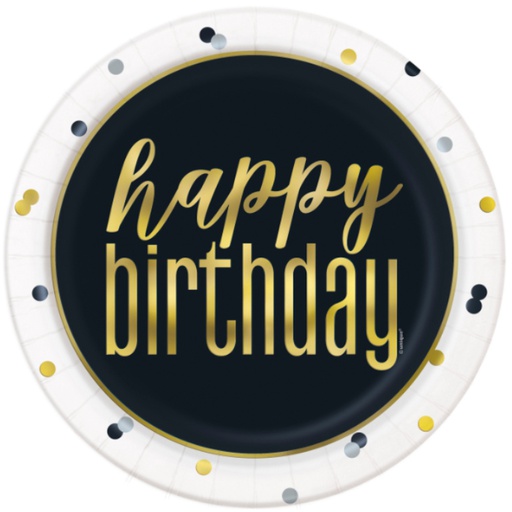 [P1.73185] Plato 9 Foil Metallic Happy Birthday C/8