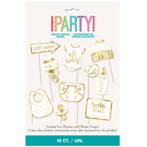 [P1.73409] Party Props Oh Baby Gold C/10