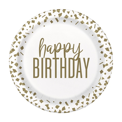 [P1.78434] Plato 7 Gold Confetti Birthday C/8