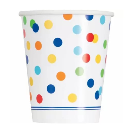 [P1.58256] Vaso 9oz Rainbow Polka Dots C/8