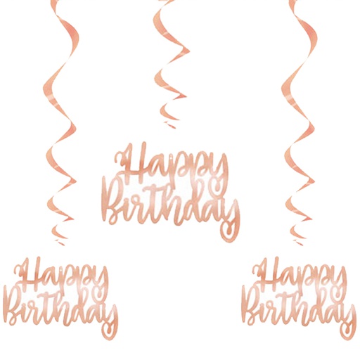 [P1.62943] Dizzy Dangler Happy Bday Rose Gold C/3