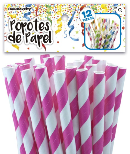 [50.5230/5] Popotes de Papel Rosa C/12