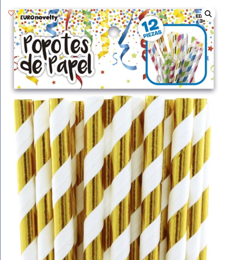 [50.5242/01] Popotes de Papel Dorados C/12