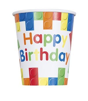 [P1.58236] Vaso 9oz Building Blocks Bday C/8
