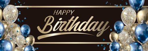 58 Happy Bday Globos azul y dorado