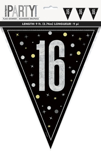 [P1.81949] Glitz Black Flag Banner 9ft 16s
