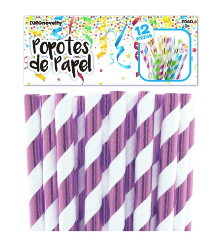 [50.5242/4] Popotes de Papel Rosa Met C/12