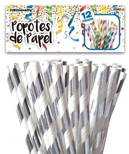 [50.5242/2] Popotes de Papel Plata C/12