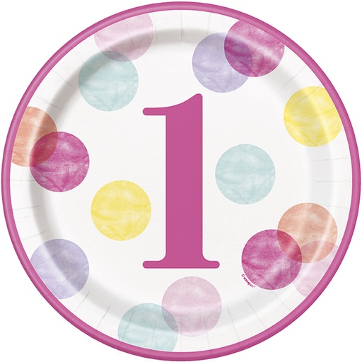 [P1.73285] Plato 9 Pink Dots 1st Bday C/8