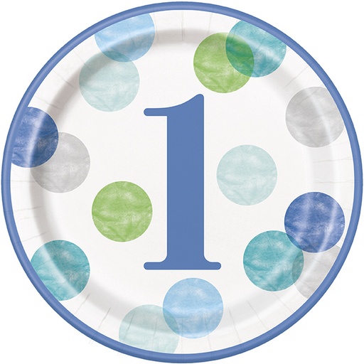 [P1.73305] Plato 9 Blue Dots 1st Bday C/8