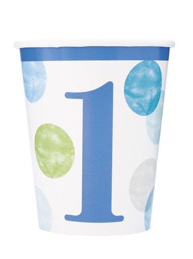 [P1.73306] Vaso Blue Dots 1st Bday C/8