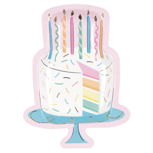 [P1.43575] Plato 9 Shp Foil Rainbow Birthday Sweets
