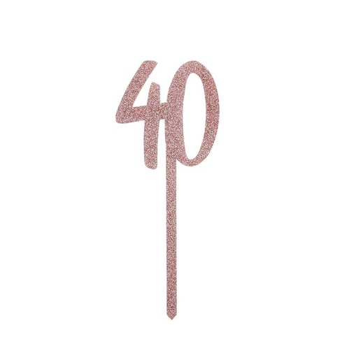[P2.HBMM1107] Cake Topper rose gold glitter acrylic 40's