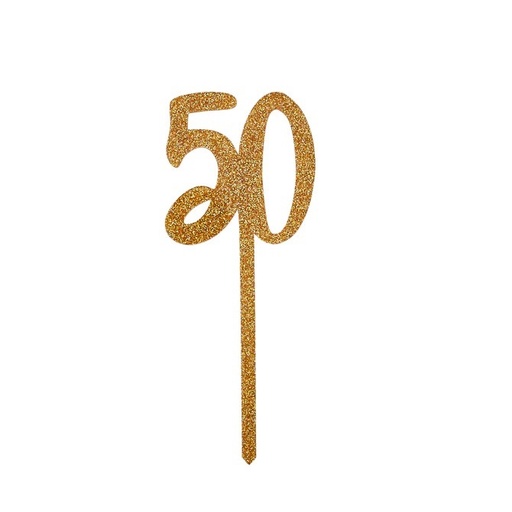 [P2.HBMM1109] Cake Topper gold glitter acrylic 50's