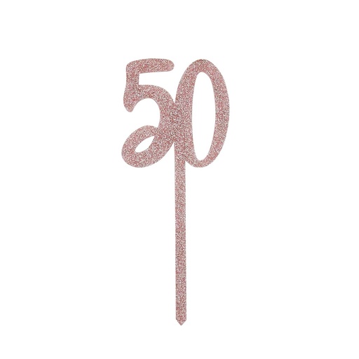 [P2.HBMM1110] Cake Topper rose gold glitter acrylic 50's