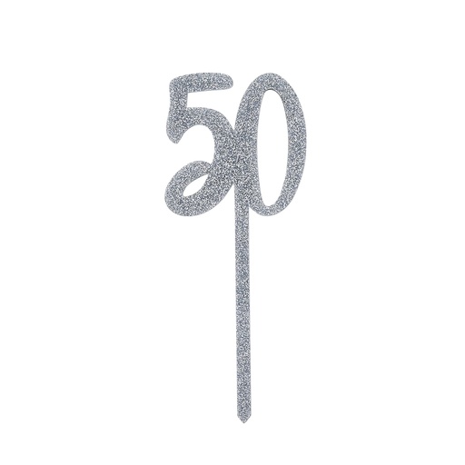 [P2.HBMM1111] Cake Topper silver glitter acrylic 50's